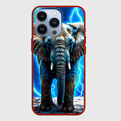 Чехол для iPhone 13 Pro Слон в разрядах солнии, цвет: 3D-красный