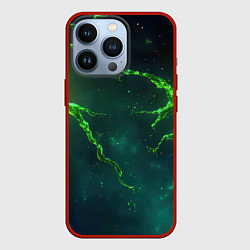 Чехол для iPhone 13 Pro Зеленые статичные брызги, цвет: 3D-красный