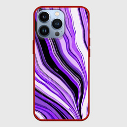 Чехол для iPhone 13 Pro Волнистые вертикальные чёрно-фиолетовые полосы, цвет: 3D-красный