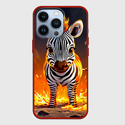 Чехол для iPhone 13 Pro Зебренок в огне, цвет: 3D-красный