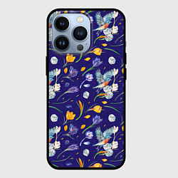 Чехол для iPhone 13 Pro Зяблик и крокусы, цвет: 3D-черный