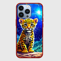 Чехол для iPhone 13 Pro Ягуар в звездную ночь, цвет: 3D-красный