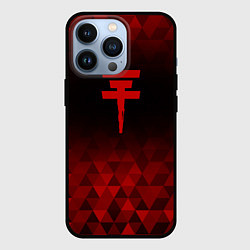 Чехол для iPhone 13 Pro Tokio Hotel red poly, цвет: 3D-черный