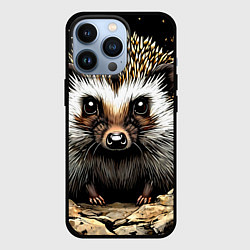 Чехол для iPhone 13 Pro Ёжик на черном, цвет: 3D-черный