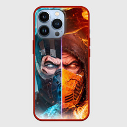 Чехол для iPhone 13 Pro Mortal Kombat - Саб-зиро и Скорпион, цвет: 3D-красный
