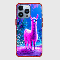Чехол для iPhone 13 Pro Лама в розовом, цвет: 3D-красный