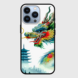 Чехол для iPhone 13 Pro Japanese watercolor dragon - art, цвет: 3D-черный