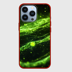 Чехол для iPhone 13 Pro Текстура зеленая жидкость, цвет: 3D-красный