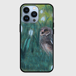 Чехол для iPhone 13 Pro Сова среди подснежников, цвет: 3D-черный