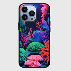 Чехол для iPhone 13 Pro Подводный мир с кораллами, цвет: 3D-черный