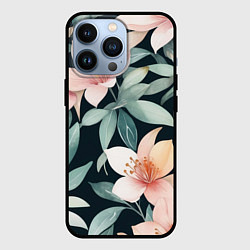 Чехол для iPhone 13 Pro Цветочный паттерн, цвет: 3D-черный