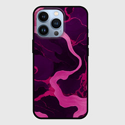Чехол для iPhone 13 Pro Узоры фиолетового и розового цвета, цвет: 3D-черный