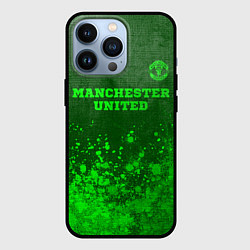 Чехол для iPhone 13 Pro Manchester United - green gradient посередине, цвет: 3D-черный