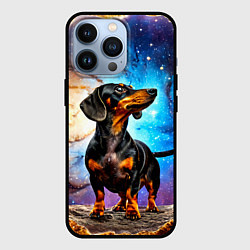 Чехол для iPhone 13 Pro Такса в космосе, цвет: 3D-черный