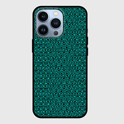 Чехол для iPhone 13 Pro Текстурированный с узором чёрно-бирюзовый, цвет: 3D-черный