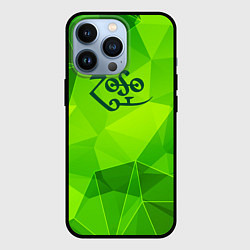 Чехол для iPhone 13 Pro Led Zeppelin green poly, цвет: 3D-черный