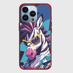 Чехол для iPhone 13 Pro Модная зебра, цвет: 3D-красный