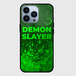 Чехол iPhone 13 Pro Demon Slayer - green gradient посередине