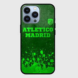 Чехол для iPhone 13 Pro Atletico Madrid - green gradient посередине, цвет: 3D-черный