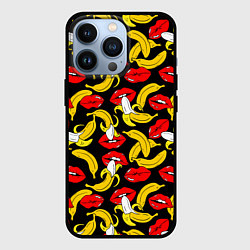 Чехол для iPhone 13 Pro Губы и бананы, цвет: 3D-черный