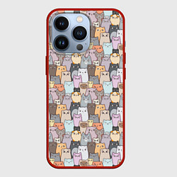 Чехол для iPhone 13 Pro Котики, цвет: 3D-красный