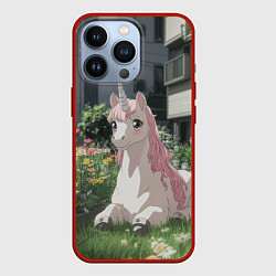 Чехол для iPhone 13 Pro Единорог в городе, цвет: 3D-красный