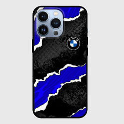 Чехол для iPhone 13 Pro BMW - синие разрывы, цвет: 3D-черный