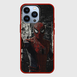 Чехол для iPhone 13 Pro Spider man night, цвет: 3D-красный