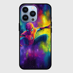 Чехол для iPhone 13 Pro Человек - паук радужные краски, цвет: 3D-черный
