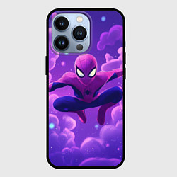 Чехол для iPhone 13 Pro Человек-паук на фоне облаков, цвет: 3D-черный