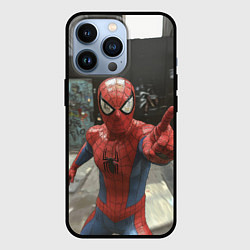 Чехол для iPhone 13 Pro Человек паук предупреждает, цвет: 3D-черный
