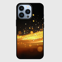Чехол iPhone 13 Pro Золотые блестки на черном фоне