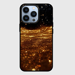 Чехол для iPhone 13 Pro Золотистые крупицы на черном, цвет: 3D-черный
