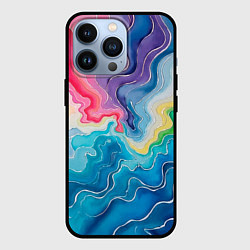 Чехол для iPhone 13 Pro Абстрактные волны в мраморном стиле, цвет: 3D-черный