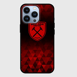 Чехол для iPhone 13 Pro West Ham red poly, цвет: 3D-черный
