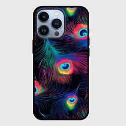 Чехол для iPhone 13 Pro Павлиньи перья - разные оттенки, цвет: 3D-черный