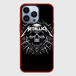 Чехол для iPhone 13 Pro Metallica - a skull with roses and thorns, цвет: 3D-красный