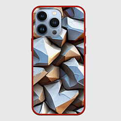 Чехол для iPhone 13 Pro Каменно металлическая абстракция, цвет: 3D-красный