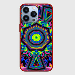 Чехол для iPhone 13 Pro Оптический узор неоновые краски, цвет: 3D-красный