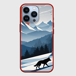 Чехол для iPhone 13 Pro Лиса в горах, цвет: 3D-красный