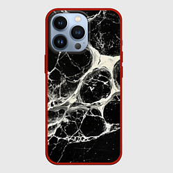 Чехол для iPhone 13 Pro Бело-черная потертая текстура, цвет: 3D-красный