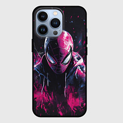 Чехол для iPhone 13 Pro Человек-паук и розовая краска, цвет: 3D-черный
