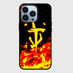 Чехол для iPhone 13 Pro Doom огненное лого, цвет: 3D-черный