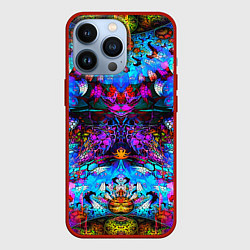 Чехол для iPhone 13 Pro Абстракция стекло узор, цвет: 3D-красный