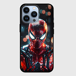 Чехол для iPhone 13 Pro Человек-паук и вспышки света, цвет: 3D-черный
