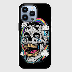 Чехол для iPhone 13 Pro Skull and rainbow - im fine, цвет: 3D-черный