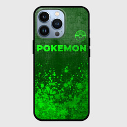 Чехол для iPhone 13 Pro Pokemon - green gradient посередине, цвет: 3D-черный