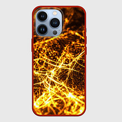 Чехол для iPhone 13 Pro Текстура золотые нити, цвет: 3D-красный