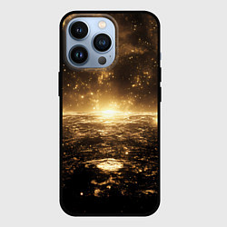 Чехол для iPhone 13 Pro Коричневая текстура с золотой пыльцой, цвет: 3D-черный