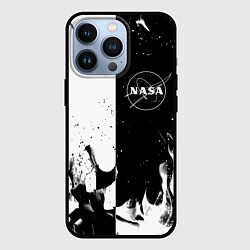 Чехол для iPhone 13 Pro Nasa черно белый огонь, цвет: 3D-черный